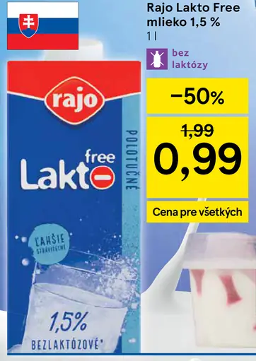 Rajo Lakto Free mlieko 1,5 %
