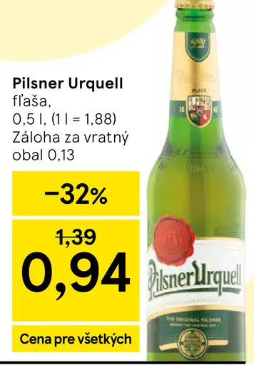 Pilsner Urquell fľaša
