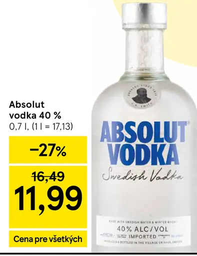 Absolut vodka 40 %