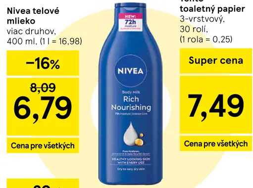 Nivea telové mlieko Rich Nourishing