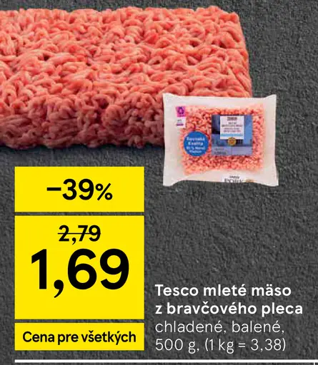 Tesco mleté mäso z bravčového pleca