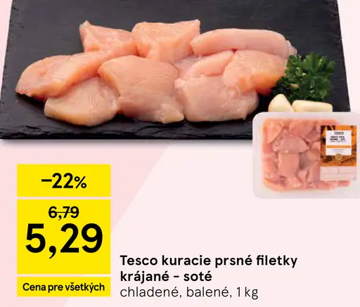 Tesco kuracie prsia krájané – soté