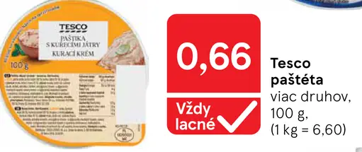 Tesco paštéta viac druhov