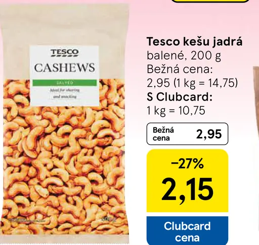 Tesco kešu jadrá