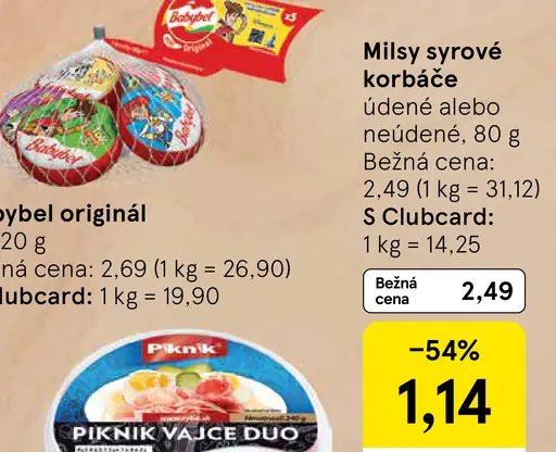Milsy syrové korbáče údené alebo neúdené