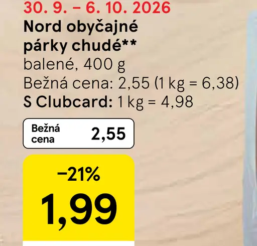 Nord obyčajné párky chudé
