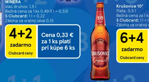 Krušovice 10° fľaša plechovka