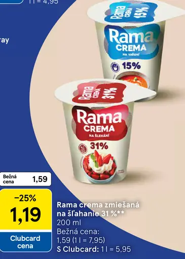 Rama crema zmiešaná na šľahanie 31 %