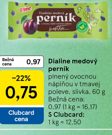 Dialine Medový perník plnený ovocnou náplňou v tmavej poleve slivka