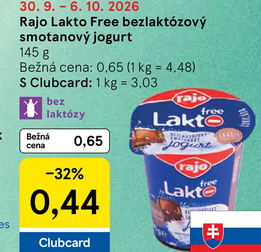 Rajo Bezlaktózový smotanový jogurt