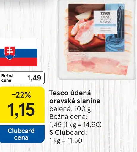 Tesco údená oravská slanina