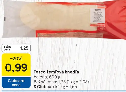Tesco zemiľová knedľa