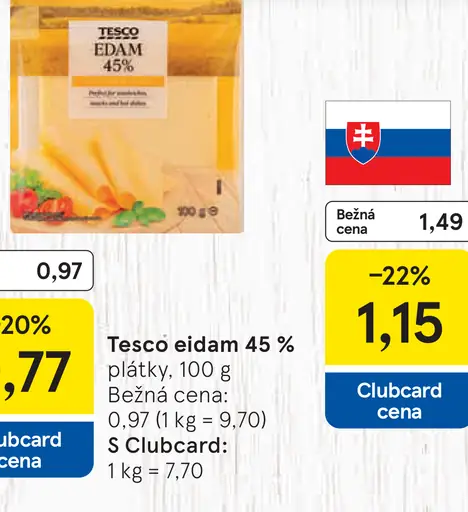 Tesco eidam 45 % plátky