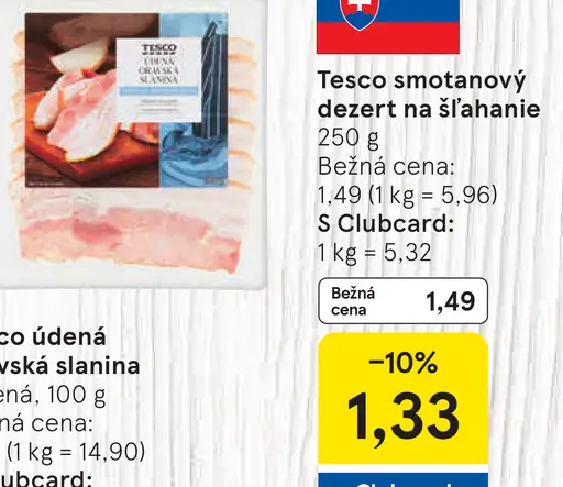 Tesco smotanový dezert na šľahanie