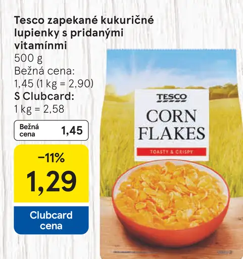 Tesco zapekané kukuričné lupienky s pridanými vitamínmi