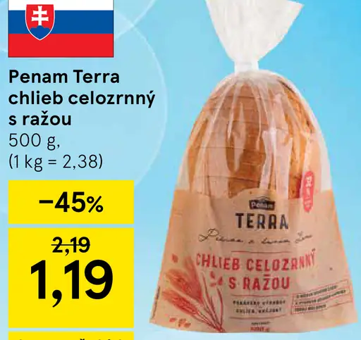 Penam Terra chlieb celozrnný s ražou
