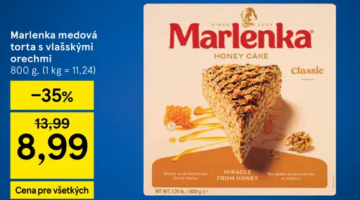 Marlenka Medová torta s vlašskými orechmi