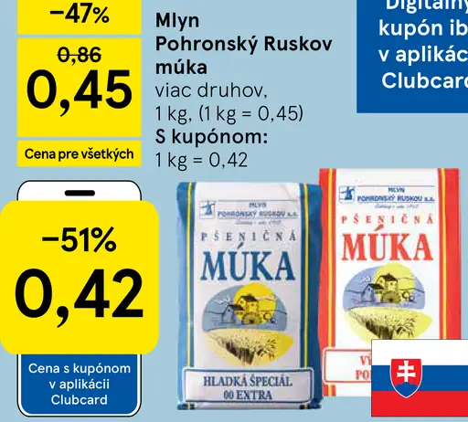 Mlyn Pohronský Ruskov múka viac druhov