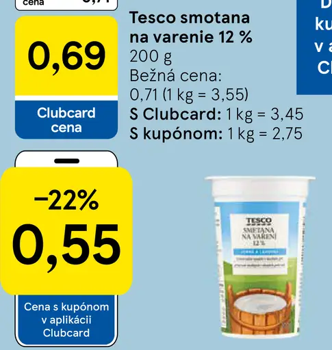 Tesco smotana na varenie 12 %