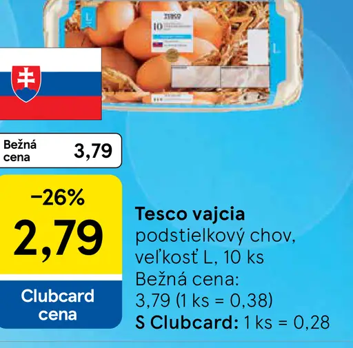 Tesco vajcia podstieľkový chov, veľkosť M