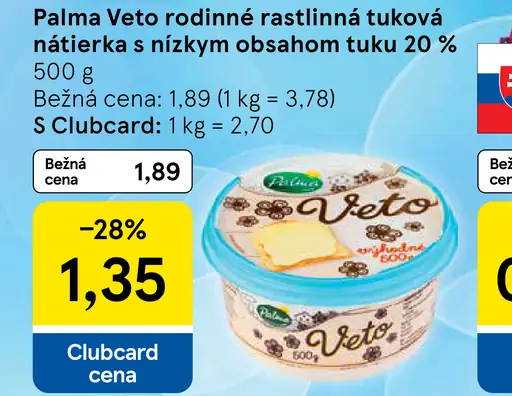 Palma Veto rodinná rastlinná tuková nátierka s nízkym obsahom tuku 20 %