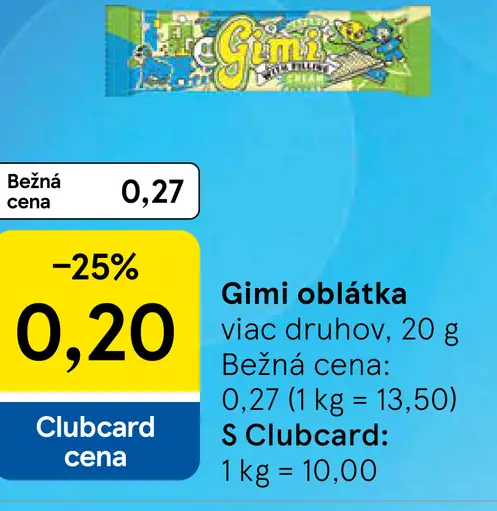 Gimi oblátka – rôzne druhy