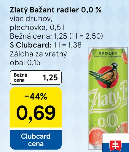 Zlatý Bažant Radler 0,0%