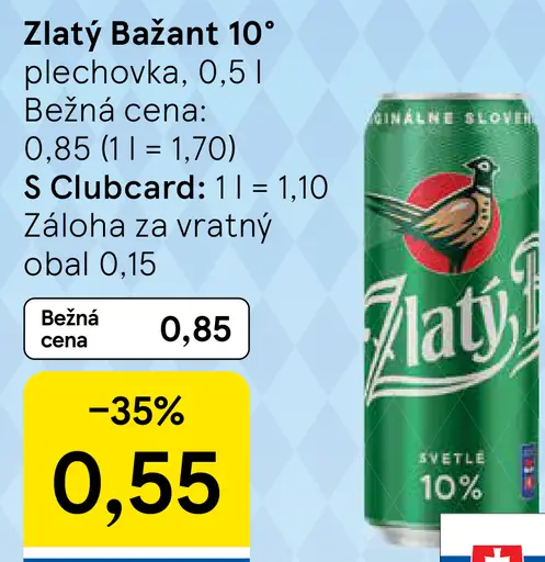 Zlatý Bažant 10° plechovka