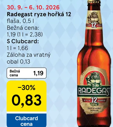 Radegast Ryze hořká 12 pivo plechovka