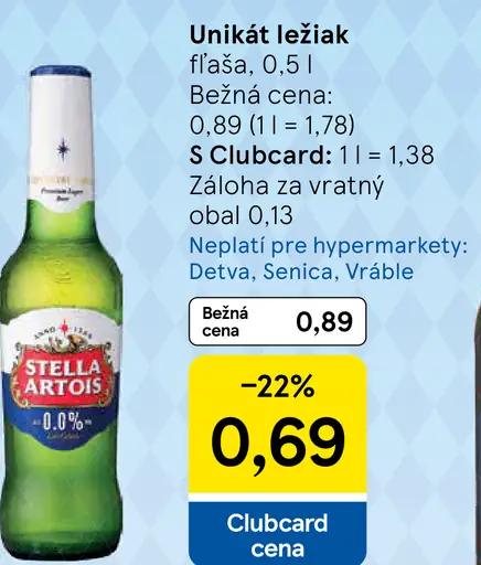 Stella Artois nealkoholické pivo vo fľaši