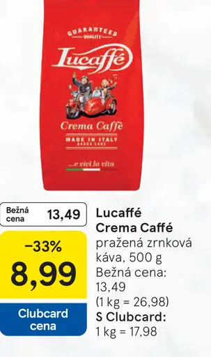 Lucaffé Crema Caffè pražená zrnková káva