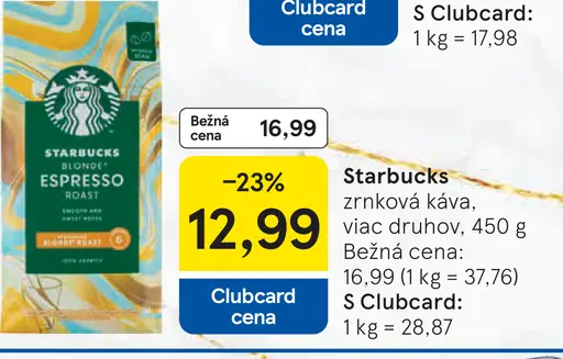 Starbucks Blonde Espresso Roast, zrnková káva