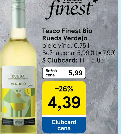 Tesco Finest Bio Rueda Verdejo biele víno