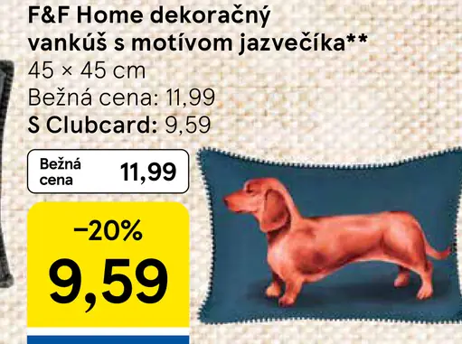 F&F Home dekoratívny vankúš s motívom jazvečíka