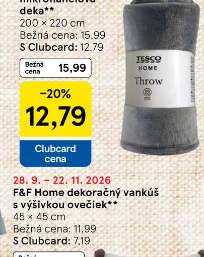 Tesco mikroflanelová deka