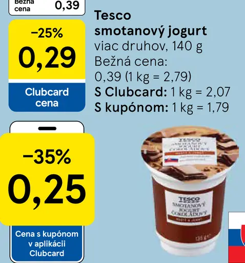 Smotanový jogurt viac druhov