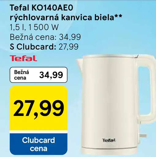 Tefal KO140AE0 rýchlovarná kanvica biela