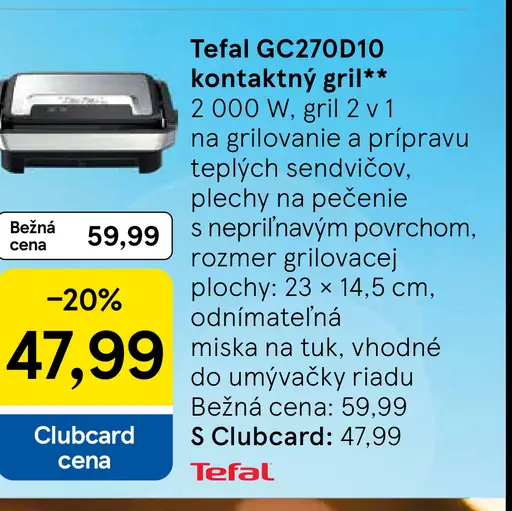 Tefal GC270D10 kontaktný gril