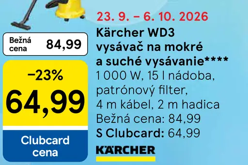 Kärcher WD3 vysávač na mokré a suché vysávanie 15 l