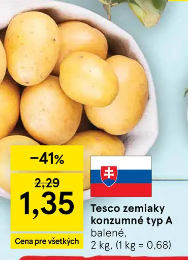 Tesco zemiaky konzumné typ A, B