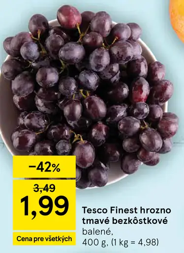 Tesco Finest hrozno tmavé bezkôstkové