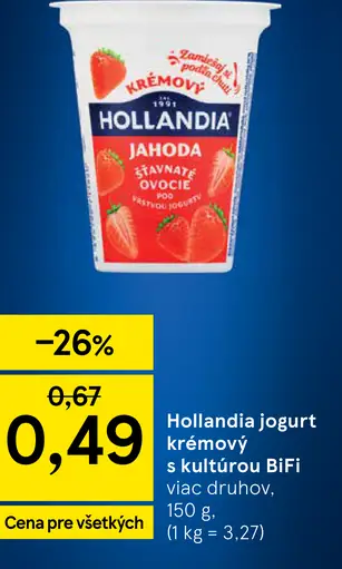 Hollandia jogurt krémový s kultúrou BiFi