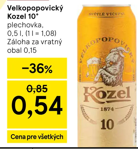 Velkopopovický Kozel 10° plechovka