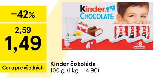 Kinder Chocolate čokoláda s náplňou