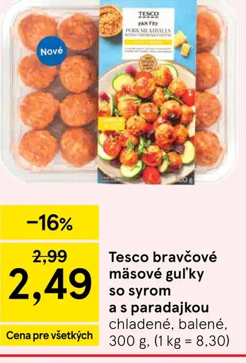 Tesco bravčové mäsové guľky so syrom a s paradajkovou omáčkou