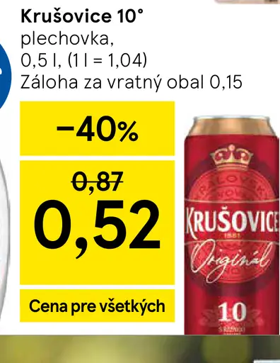Krušovice 10° plechovka