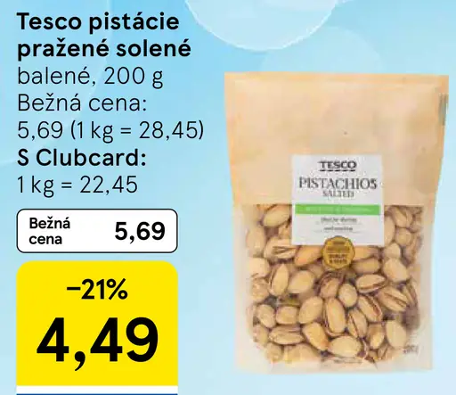 Tesco pistácie pražené solené