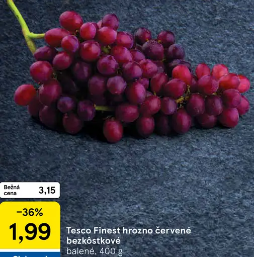 Tesco Finest hrozno červené bezkôstkové balené