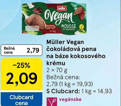 Müller Vegan čokoládová pena na báze kokosového krému (2 x 70 g)