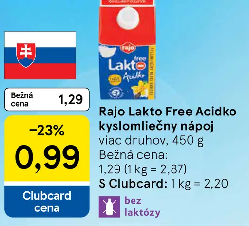 Rajo Lakto Free Acidko kyslomliečny nápoj vanilka